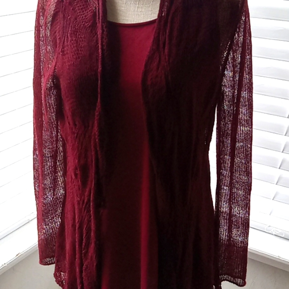 Eileen Fisher Crochet sweater with matching inner  top
